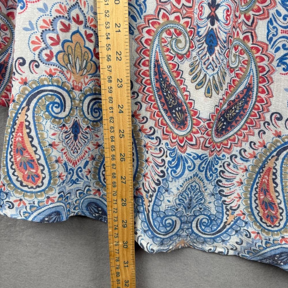 Indigo Rose Peasant Top Womens 3X Paisley Smocked Bell Sleeve Boho Blouse - Picture 11 of 13